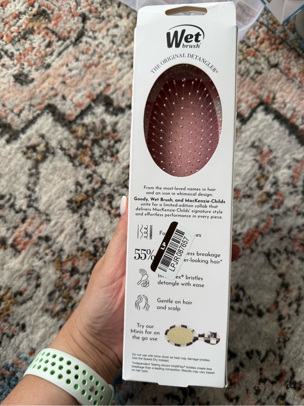 NEW- Wet Brush x Mackenzie Childs Pink Checkered Hair Brush - Picture 5 of 7